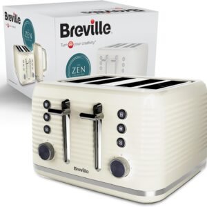 Breville Zen 4 Slice Toaster with High Lift & Wide Slots | Grey & Silver Chrome VTR027