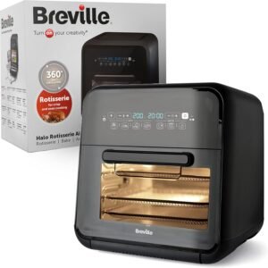 Breville Halo Rotisserie Air Fryer | Digital Extra Large Air Fryer Oven | 10 L | FryBake & Dehydrate | 2000 W | Energy Efficient | Black and Grey